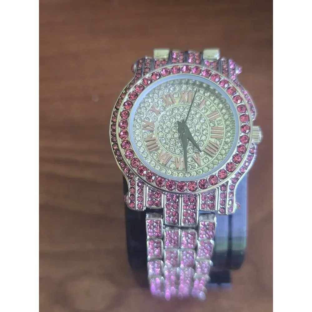 Pink Cz crystal watch